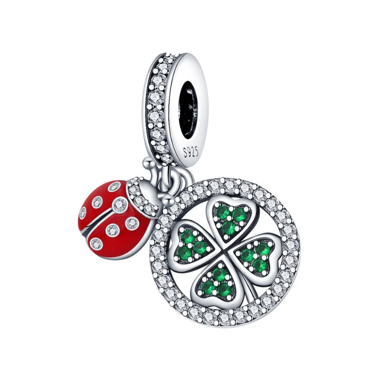 Ladybug with Four-leaf Clover Charm (Pandora Compatible)